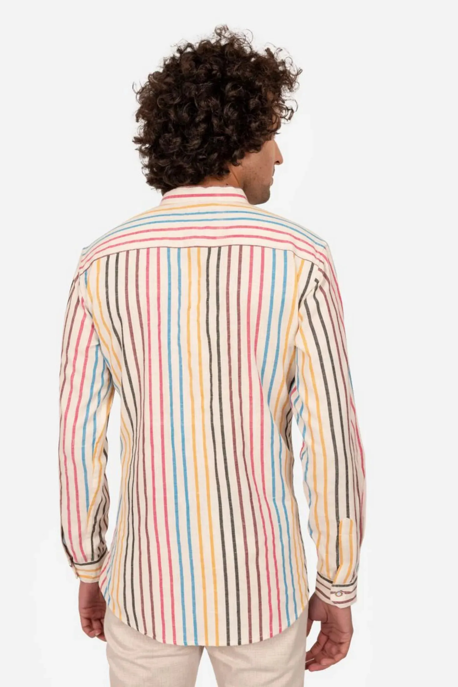 Multicolored Striped Cotton Short Kurta