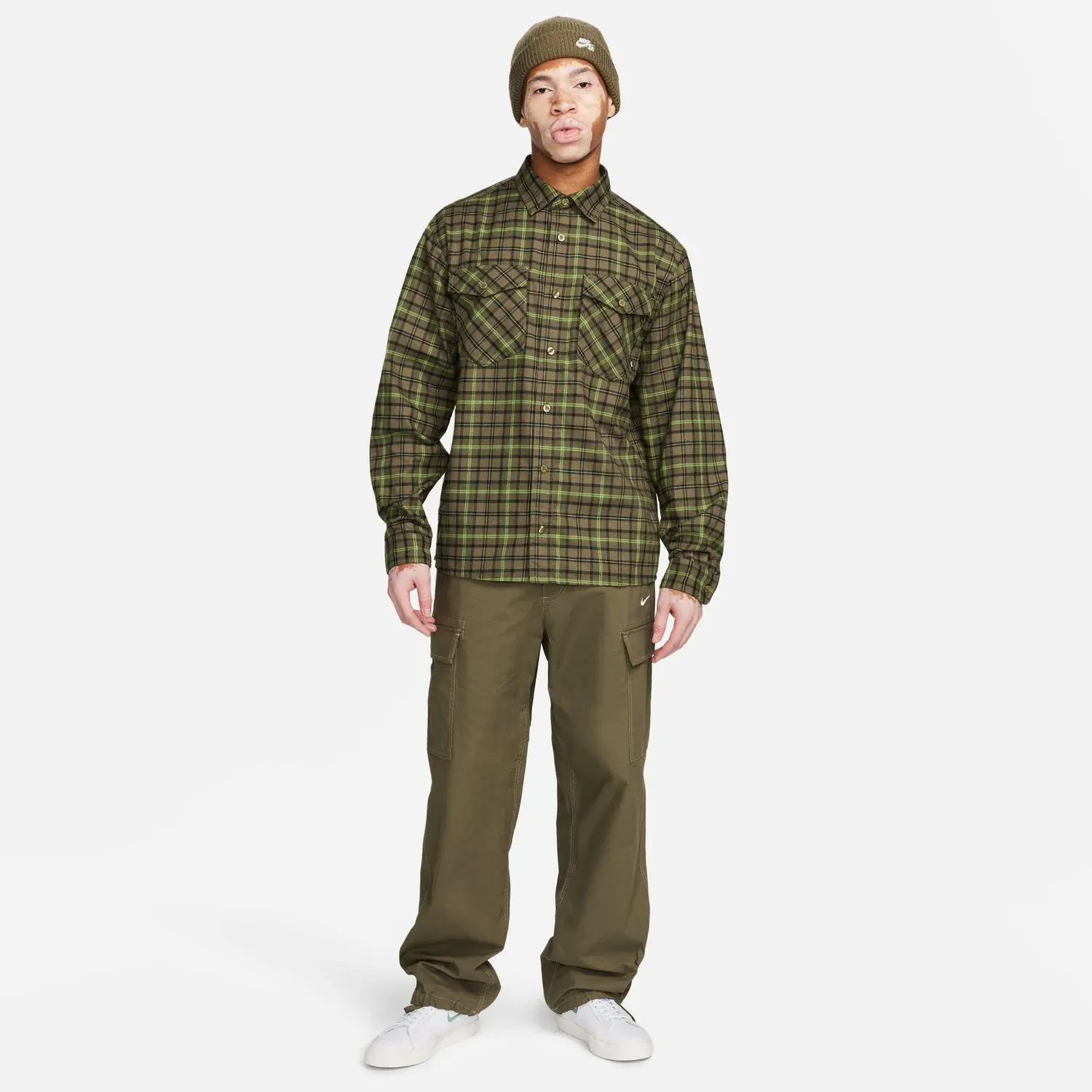 Nike SB Long Sleeve Flannel Skate Button Up Shirt