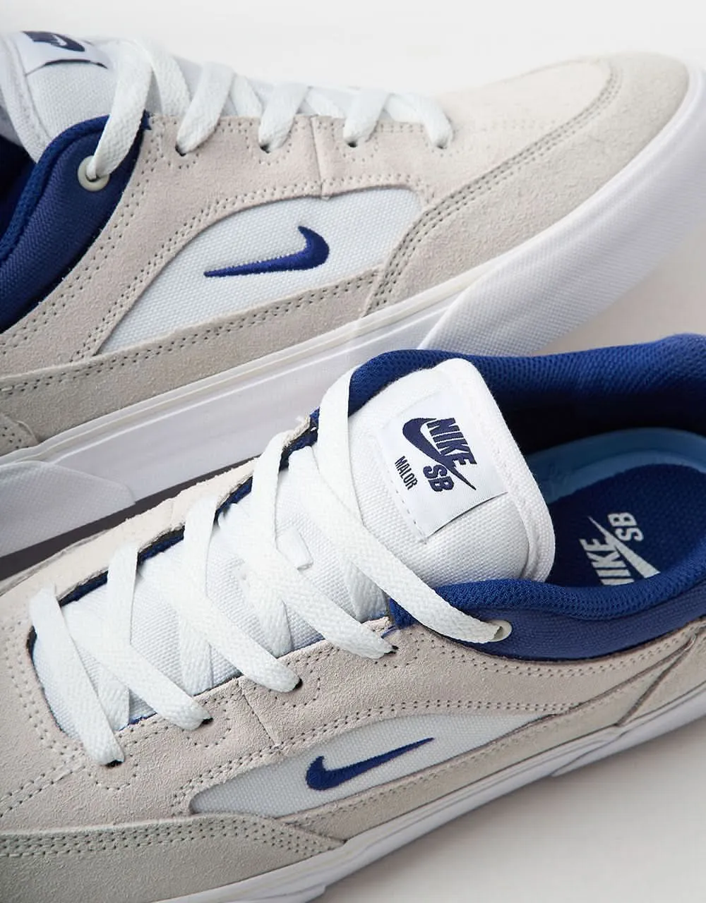 Nike SB Malor Skate Shoes - White/Deep Royal Blue-Platinum Tint