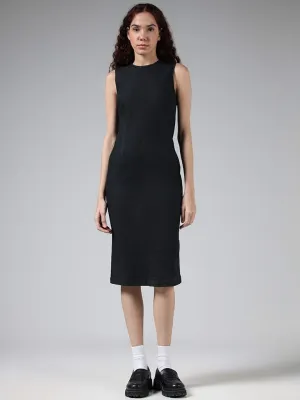 Nuon Solid Black Denim Dress