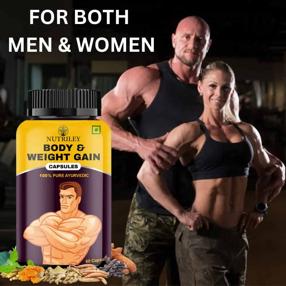 Nutriley Weight Gainer Capsules, Weight Increase Medicine, Weight Badhane Ki Dawai For Men & Women 60 Capsules (Pack of 1)