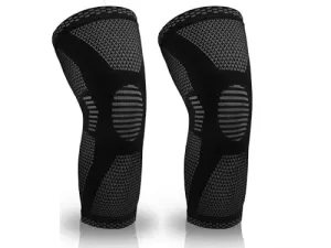 OBLIQ Sport Knee Cap Support Compression Sleeve for Running, Tennis, Football, Arthritis Pain Relief (1 Pair) (Black, Large(16.5-18 Inches))