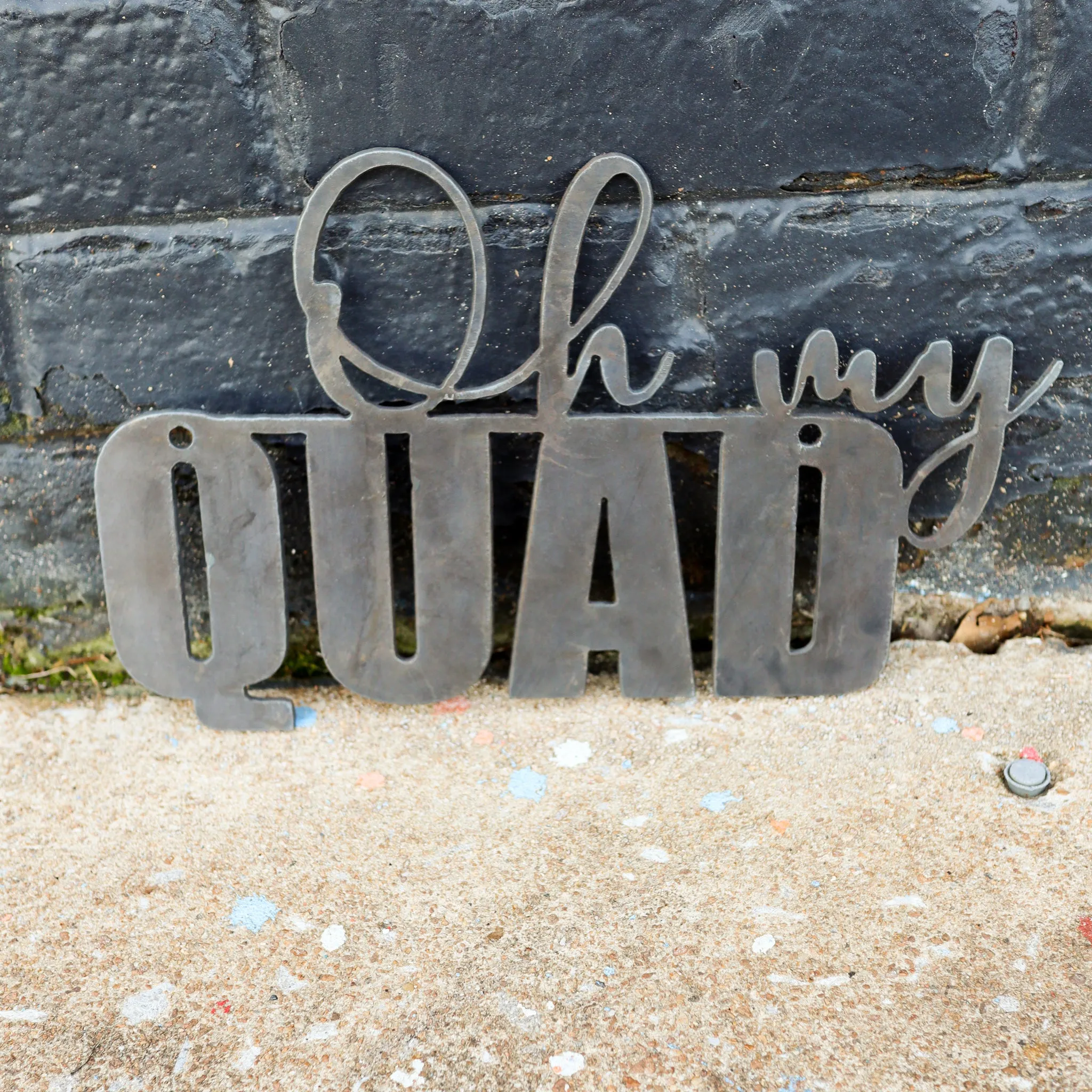 Oh my Quad! Wall Art - Home Gym Decor - Workout Inspiration Metal Sign - Fitness Quote Decor