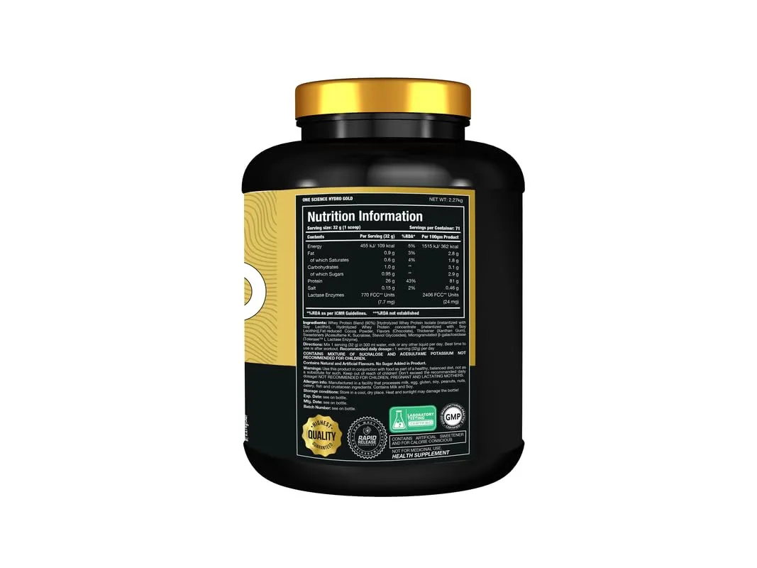 One Science Nutrition (OSN) HYDRO GOLD Protein Powder- 5lbs | Hydrolyzed Whey for easy digestion | highly-refined and low-calorie protein | 26g Isolate Protein 5.5g BCAA - Chocolate Milk Shake