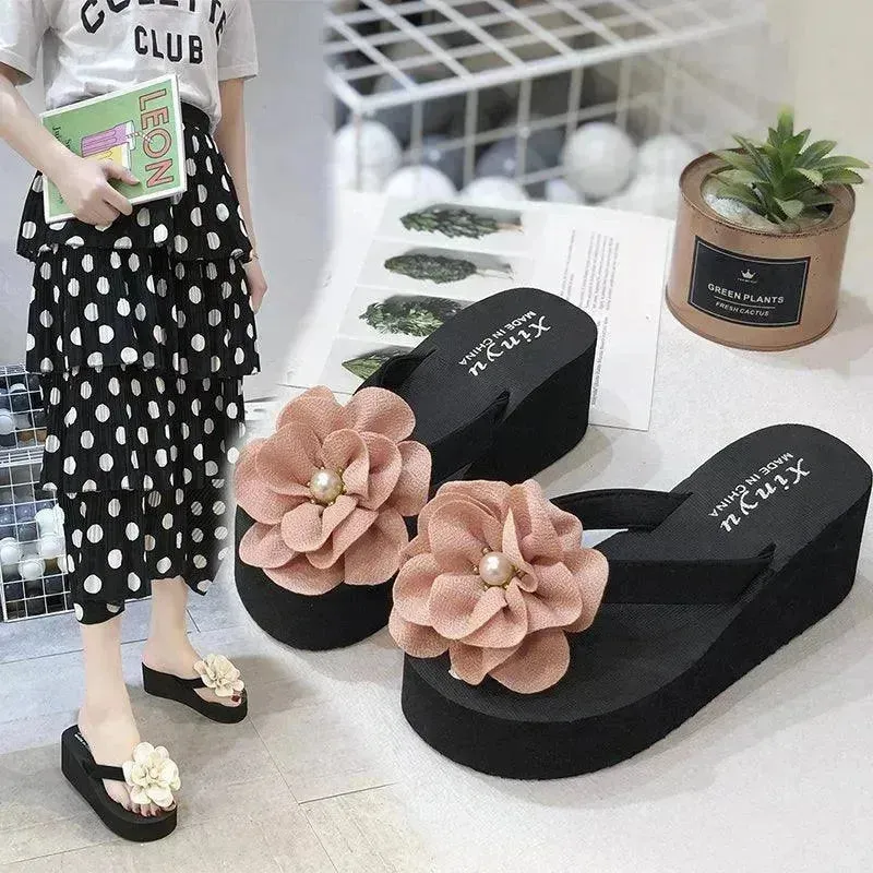 Outer Wear Flat Beach Shoes Flower Sandals