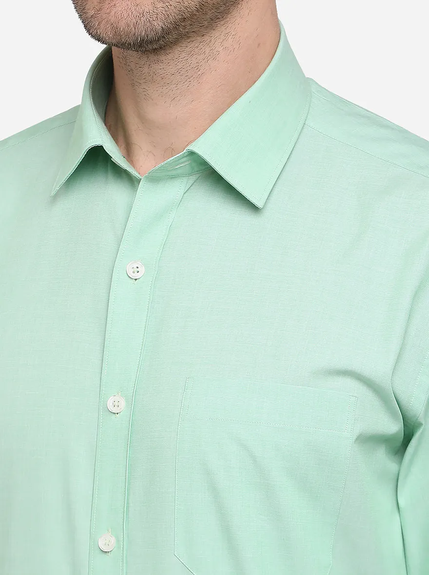 Pastel Green Solid Regular Fit Formal Shirt | JadeBlue