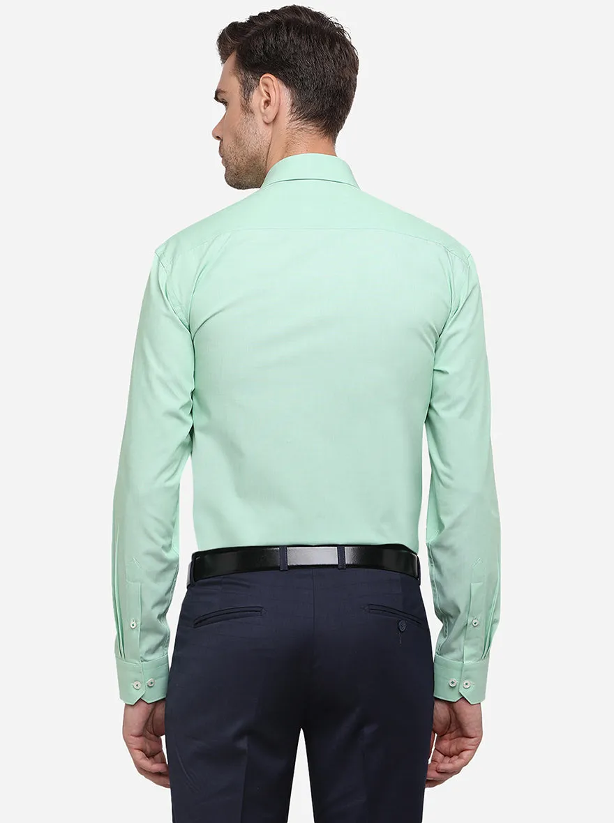 Pastel Green Solid Regular Fit Formal Shirt | JadeBlue