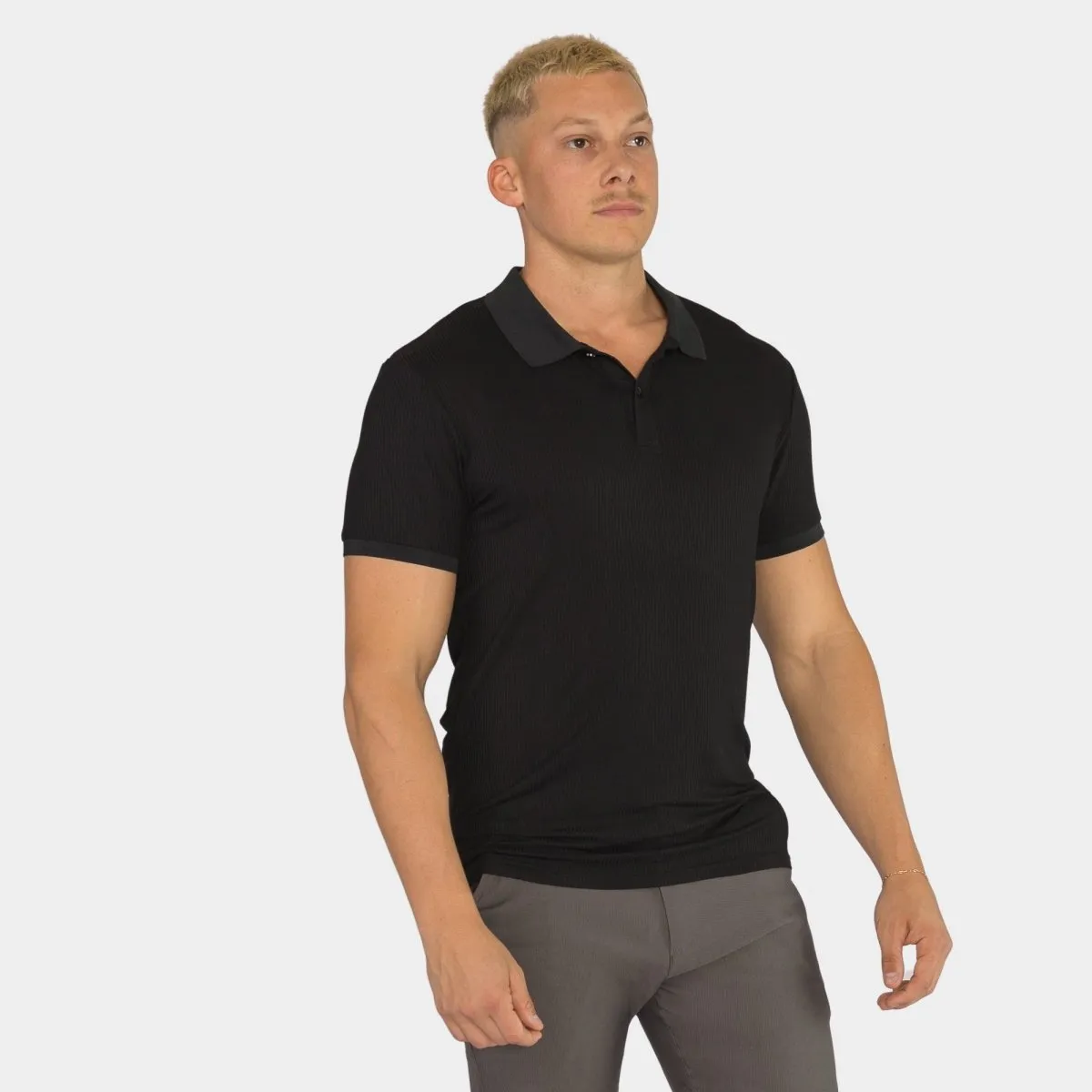 Performance Ribbed Polo - Black