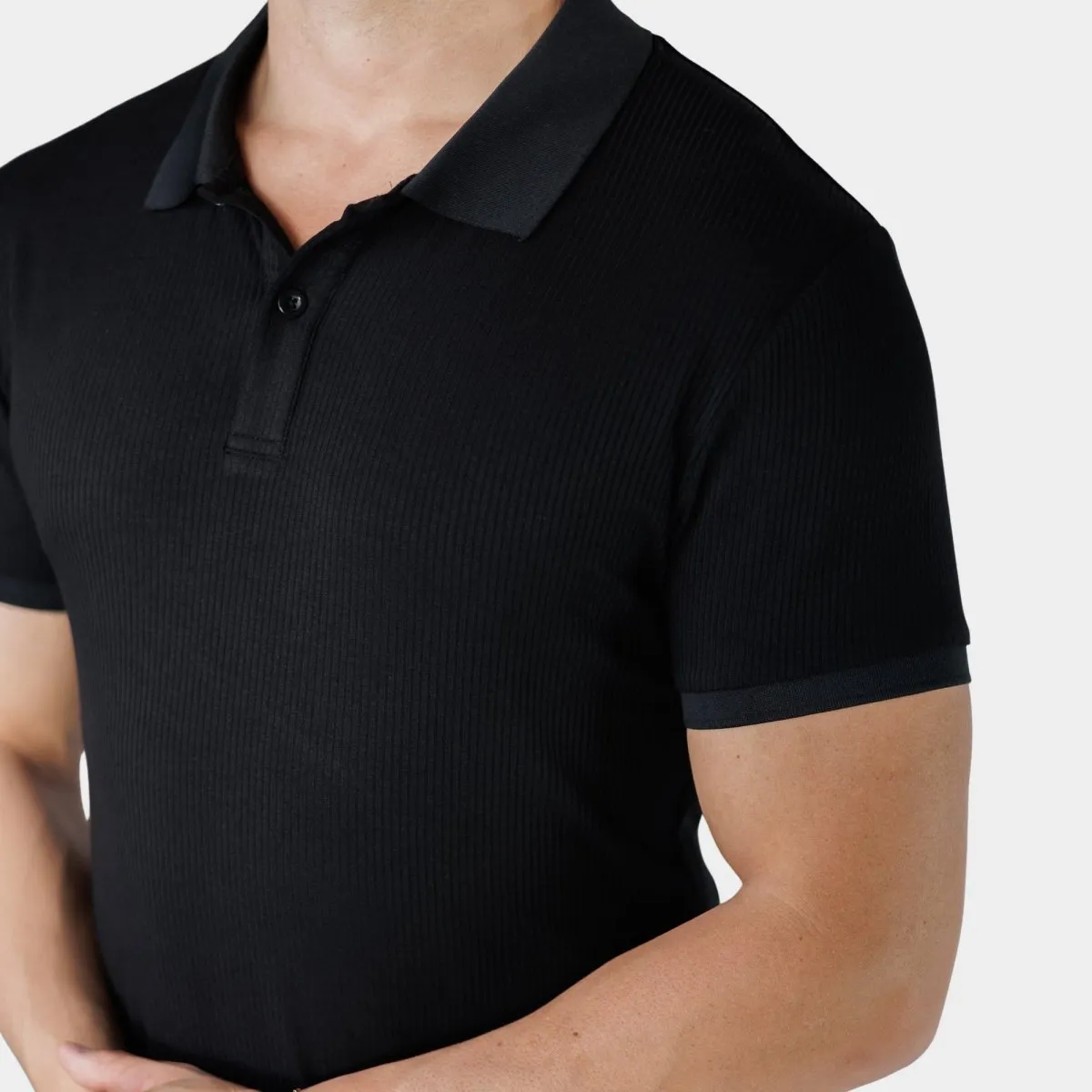 Performance Ribbed Polo - Black