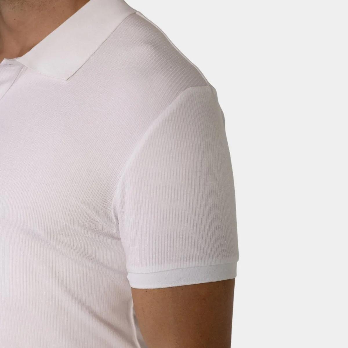 Performance Ribbed Polo - White