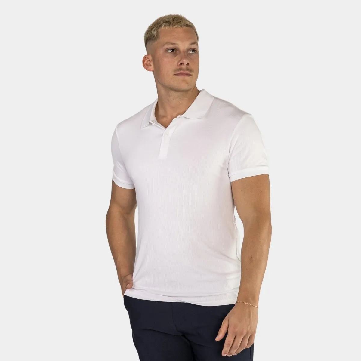 Performance Ribbed Polo - White