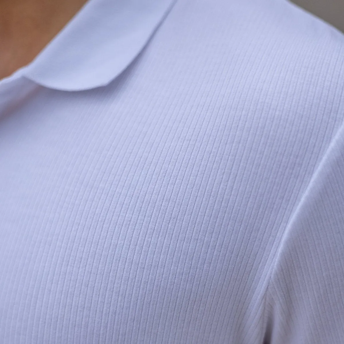 Performance Ribbed Polo - White