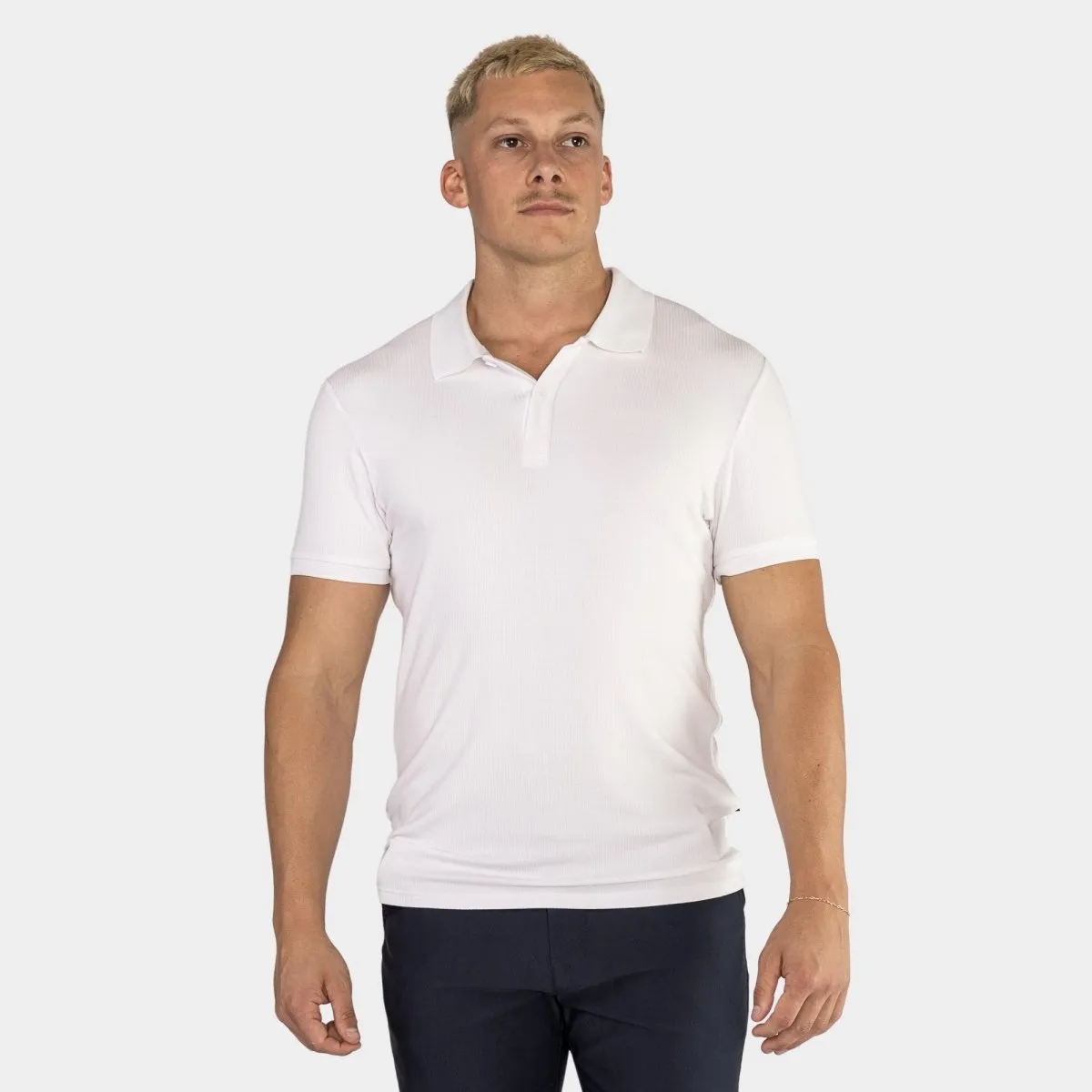 Performance Ribbed Polo - White