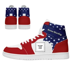 Personalized High Top Sneakers, Custom Flag Design Shoes, Patriotic Shoes,AJ1H-24020038