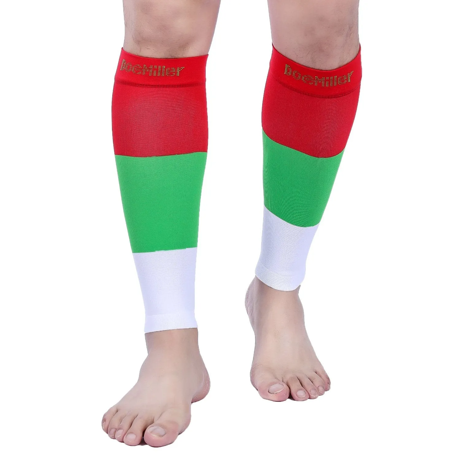 PETITE Calf Compression Sleeve 15-20 mmHg RED/GREEN/WHITE by Doc Miller