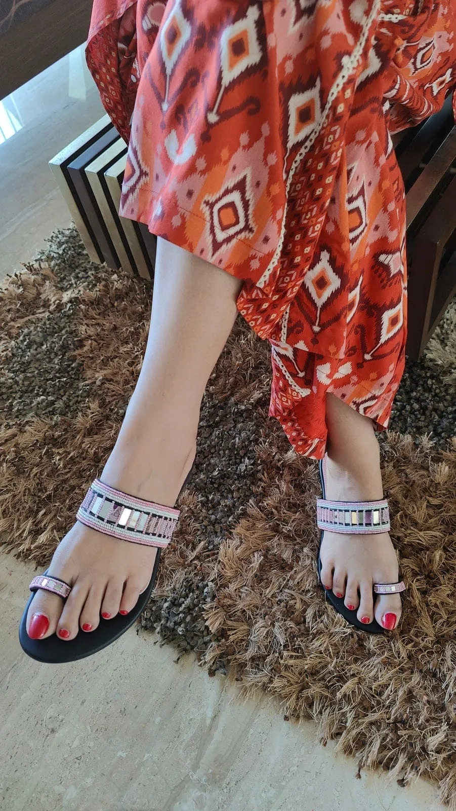 Pink Mirrored Beads Heels