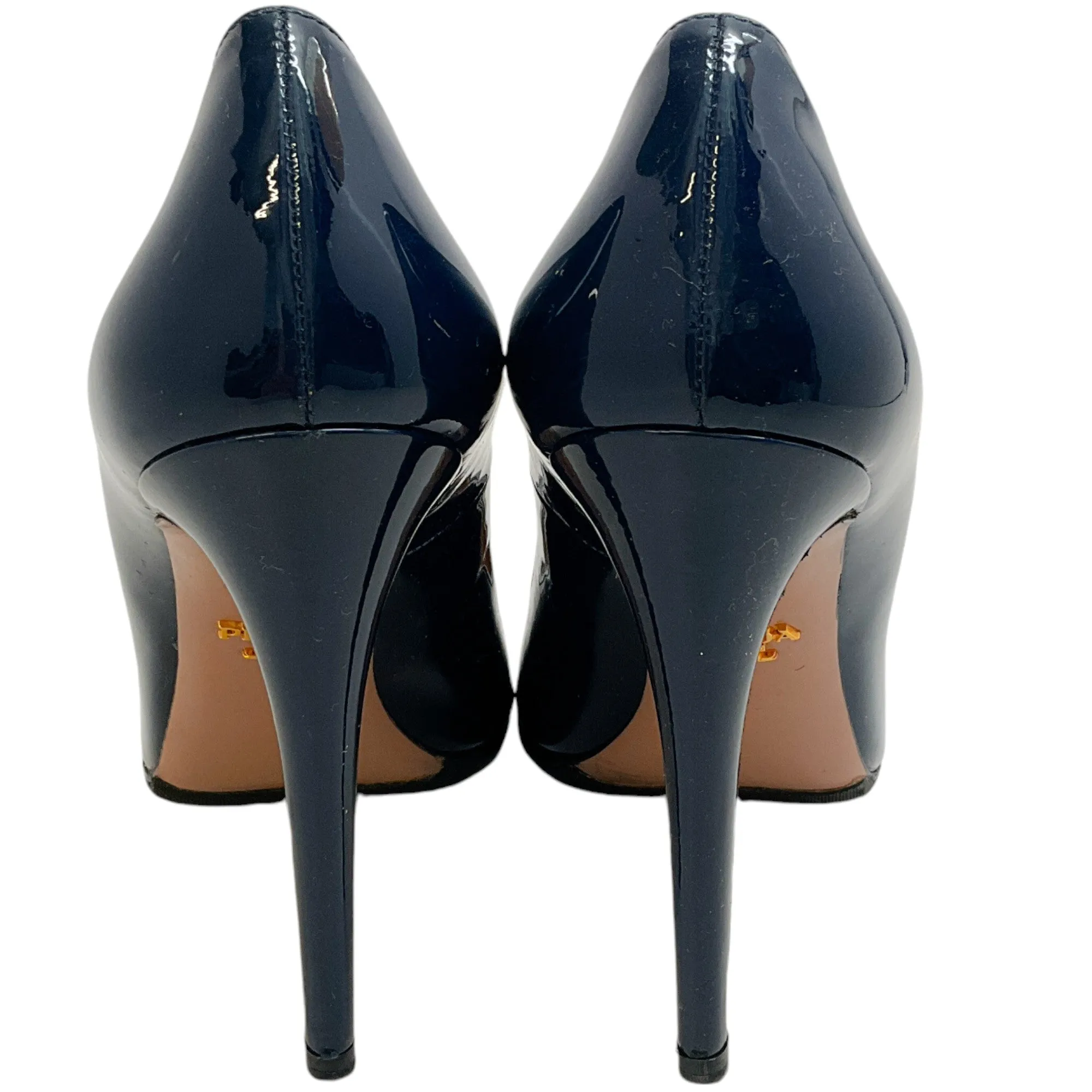 Prada Navy Blue Patent Leather Pumps