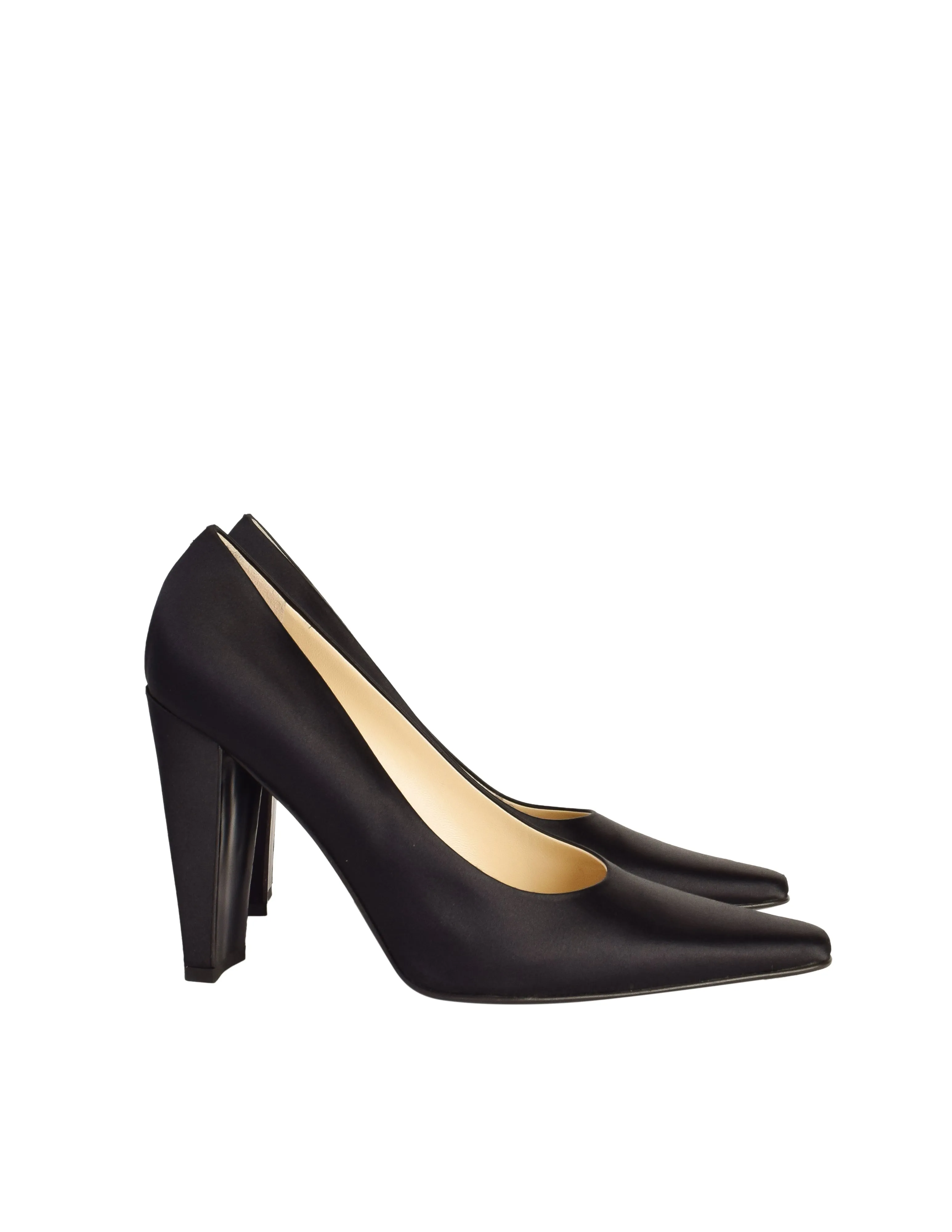 Prada Vintage Vampy Black Satin High Heel Pumps