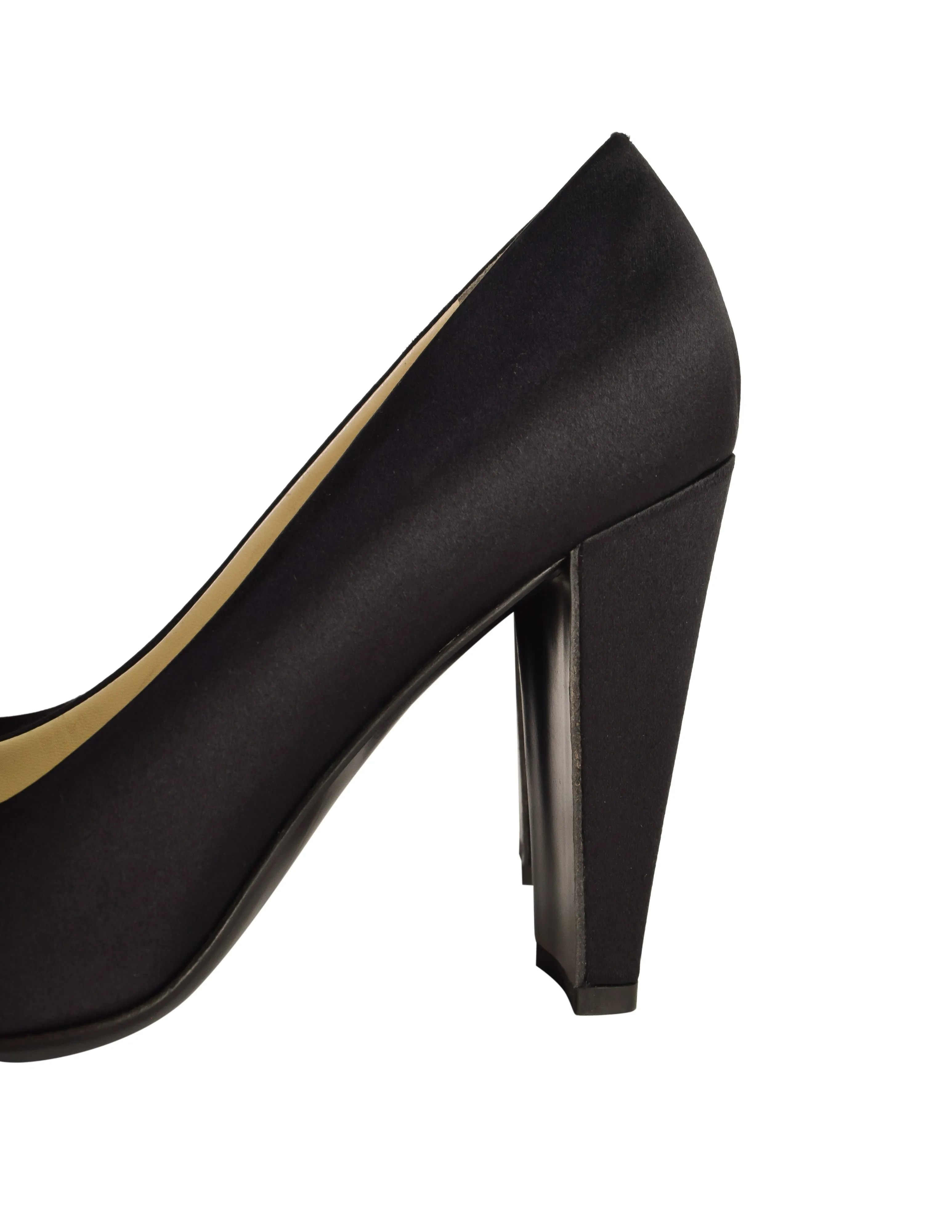 Prada Vintage Vampy Black Satin High Heel Pumps