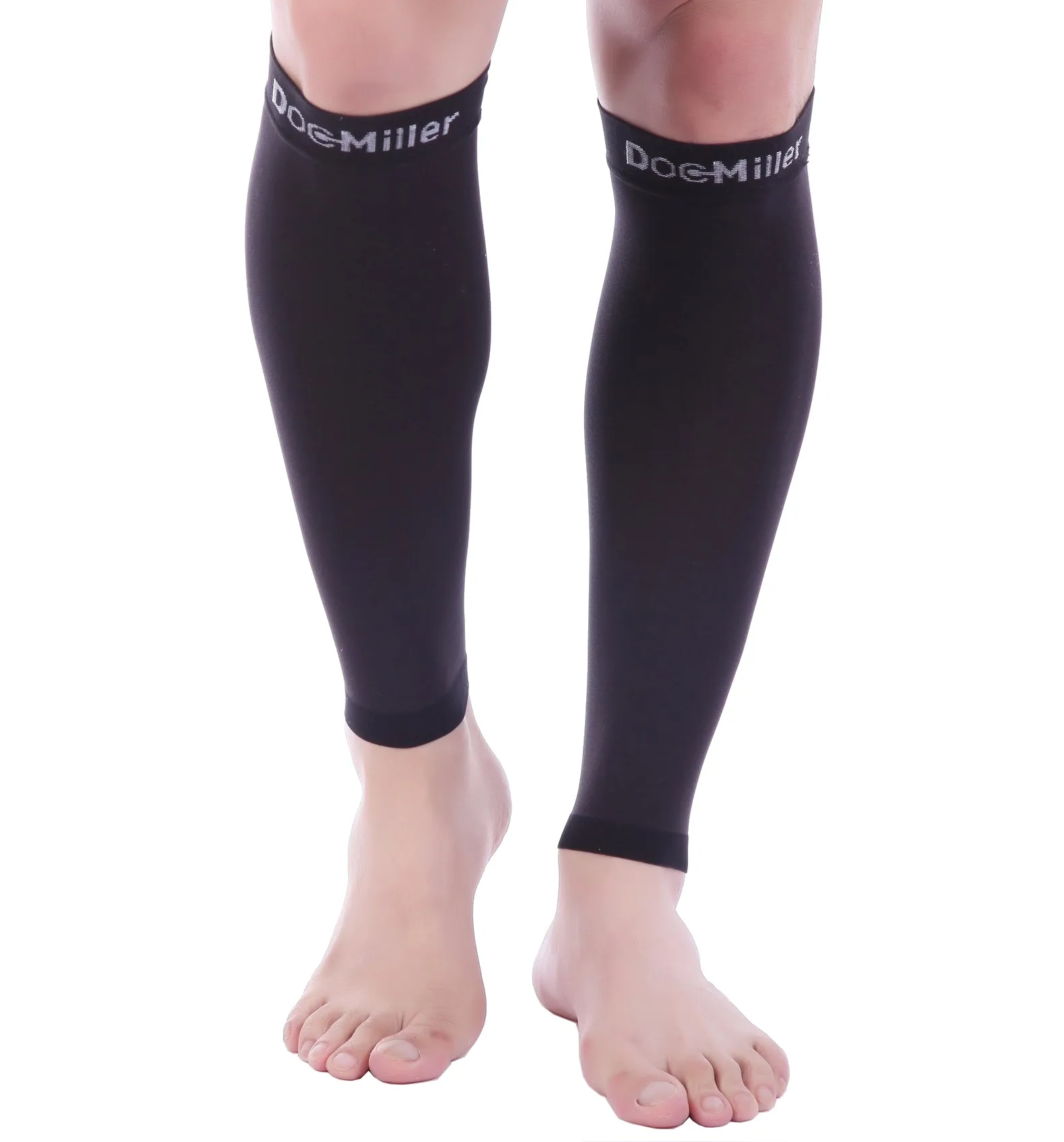 Premium Calf Compression Sleeve 15-20 mmHg BLACK by Doc Miller