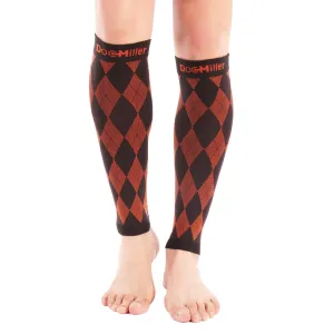 Premium Calf Compression Sleeve 20-30 mmHg Argyle BLACK/ORANGE by Doc Miller