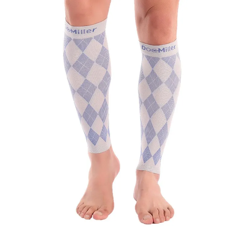 Premium Calf Compression Sleeve 20-30 mmHg Argyle GRAY/BLUE by Doc Miller