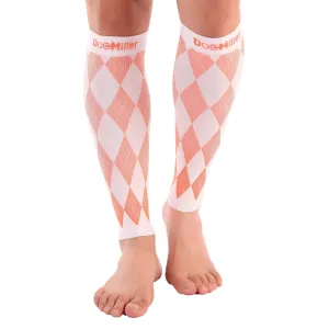 Premium Calf Compression Sleeve 20-30 mmHg Argyle WHITE/ORANGE by Doc Miller