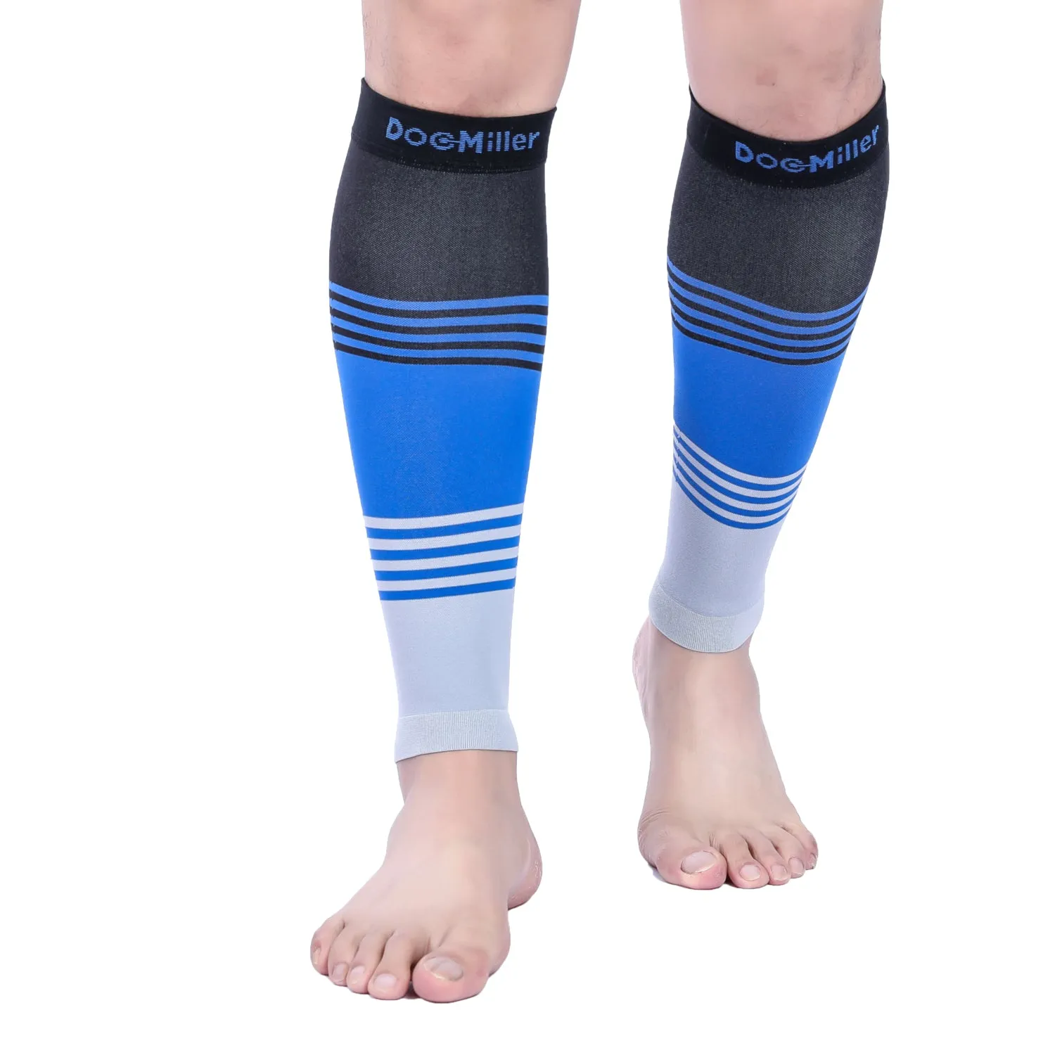 Premium Calf Compression Sleeve 20-30 mmHg BLACK/BLUE/GRAY by Doc Miller