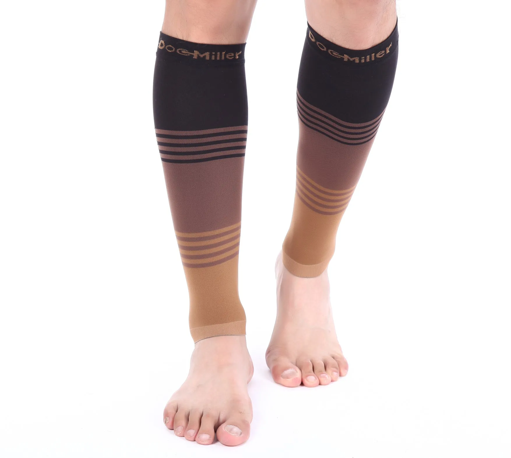 Premium Calf Compression Sleeve 20-30 mmHg BLACK/BROWN/TAN by Doc Miller