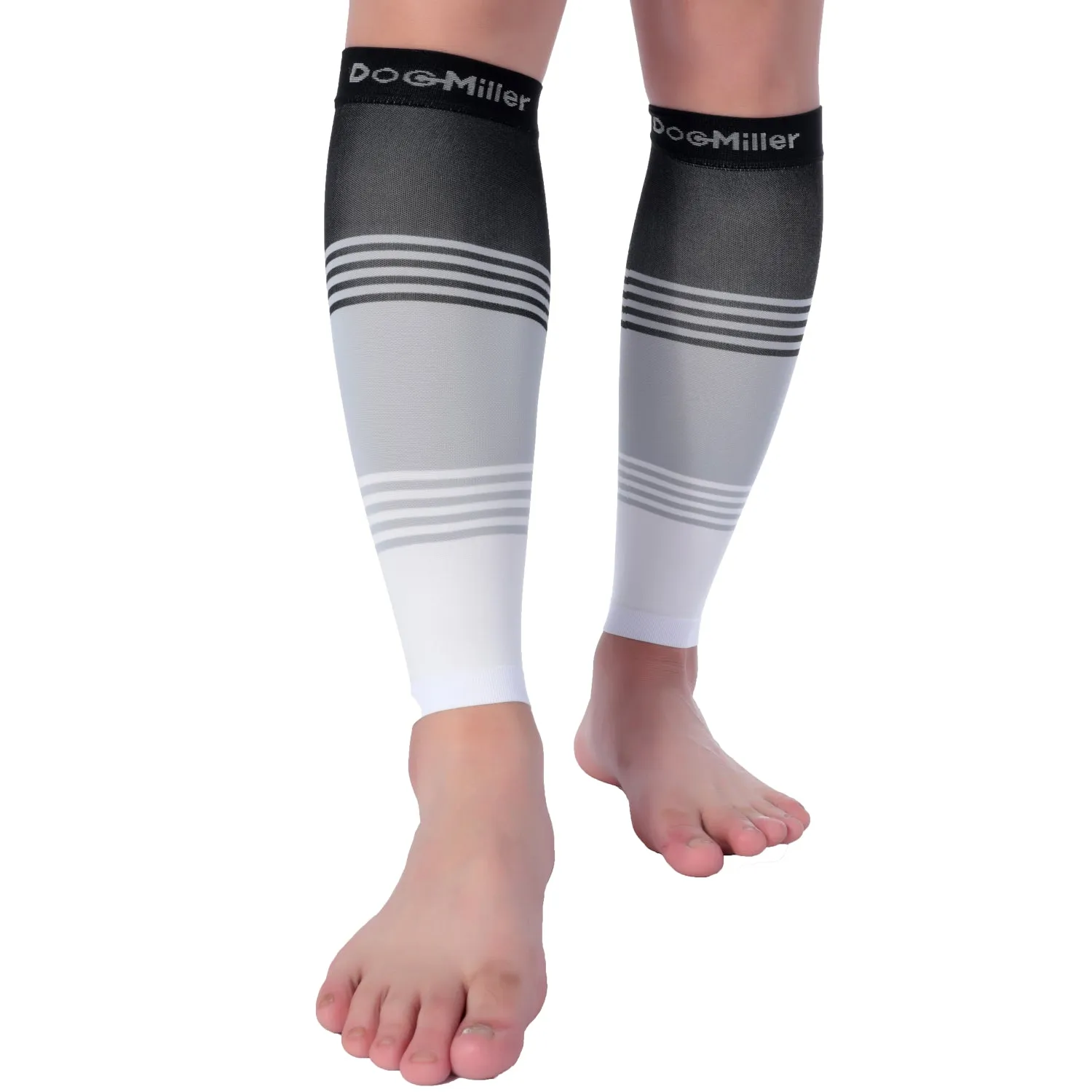 Premium Calf Compression Sleeve 20-30 mmHg BLACK/GRAY/WHITE by Doc Miller