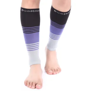 Premium Calf Compression Sleeve 20-30 mmHg BLACK/VIOLET/GRAY by Doc Miller