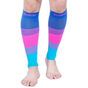 Premium Calf Compression Sleeve 20-30 mmHg BLUE/PINK/BLUE by Doc Miller