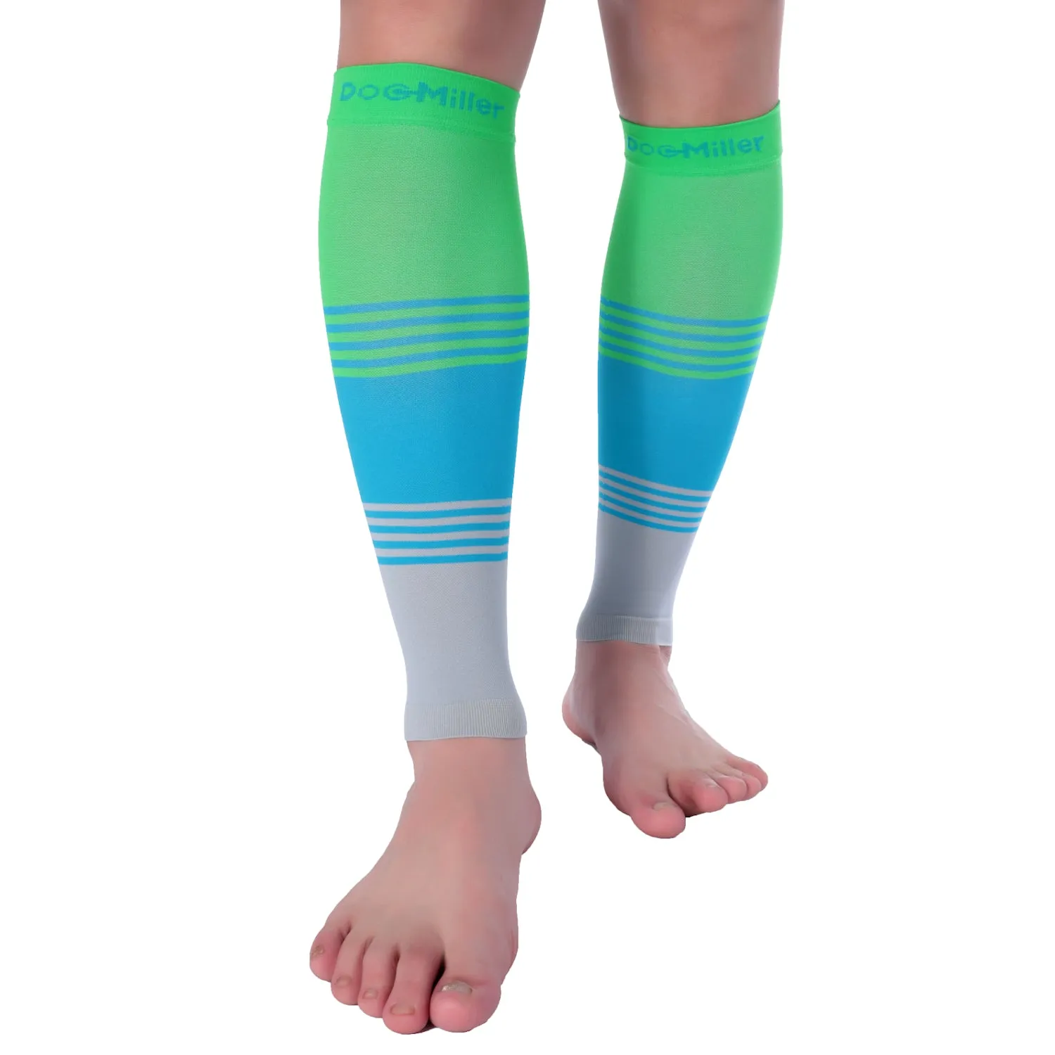 Premium Calf Compression Sleeve 20-30 mmHg GREEN/BLUE/GRAY by Doc Miller