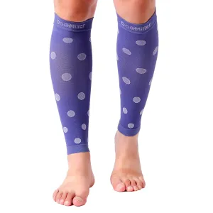 Premium Calf Compression Sleeve 20-30 mmHg VIOLET w/ WHITE Polka Dots by Doc Miller