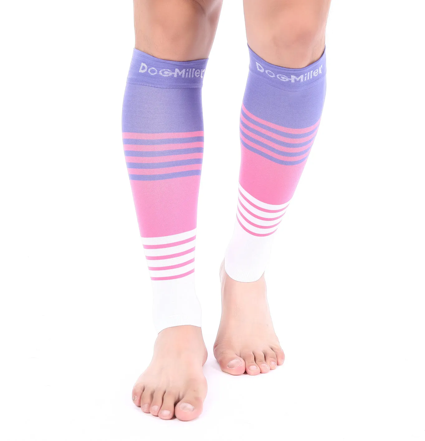 Premium Calf Compression Sleeve 20-30 mmHg VIOLET/PINK/WHITE by Doc Miller