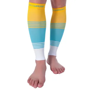 Premium Calf Compression Sleeve 20-30 mmHg YELLOW/BLUE/WHITE by Doc Miller