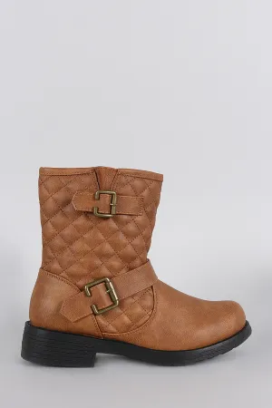 Quilted Round Toe Ankle Boots