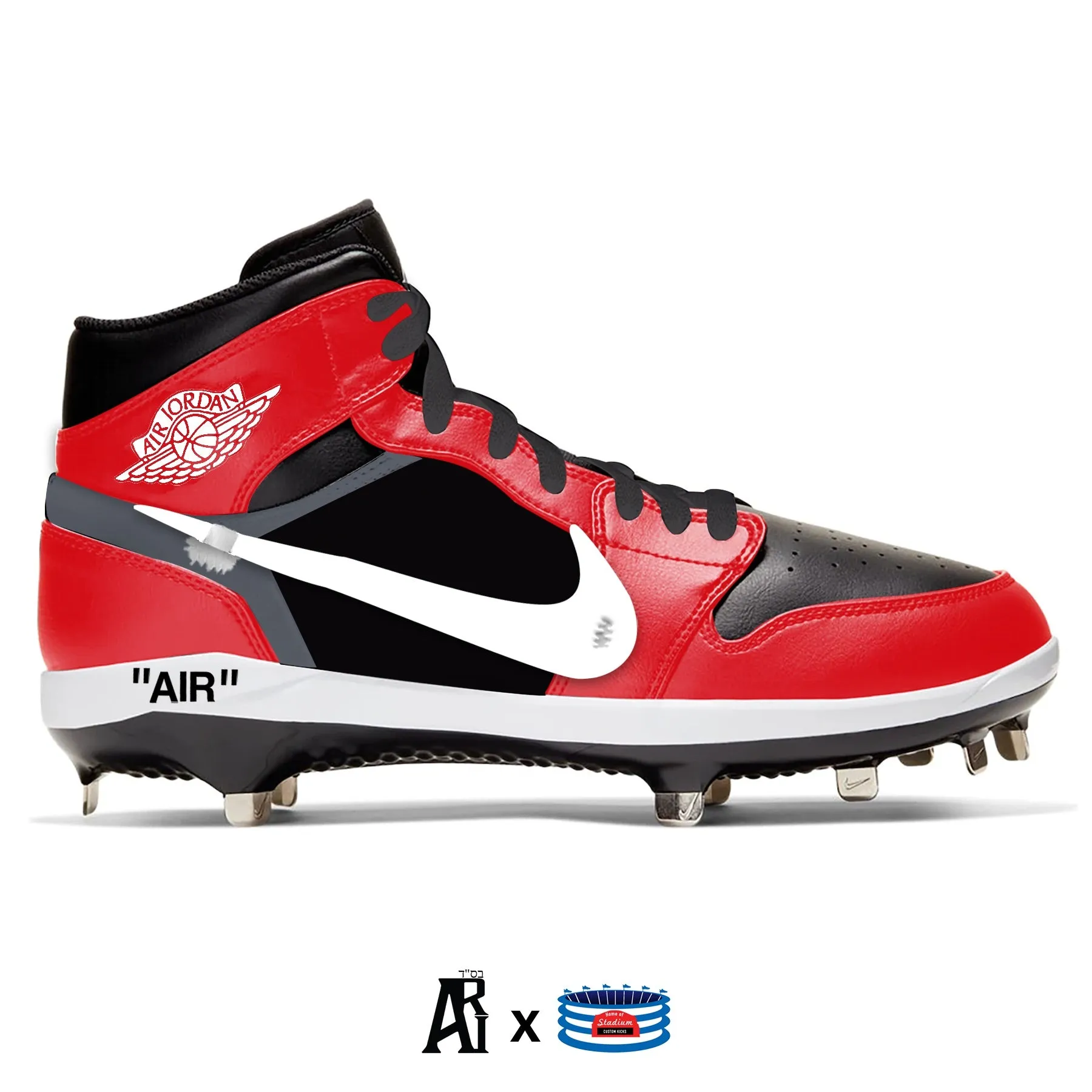 "Red OW" Jordan 1 Retro Cleats