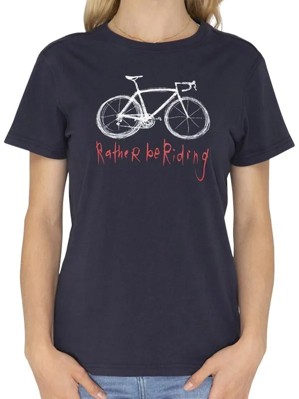 RATHER BE RIDING NAVY WOMENS CYCLING T SHIRT