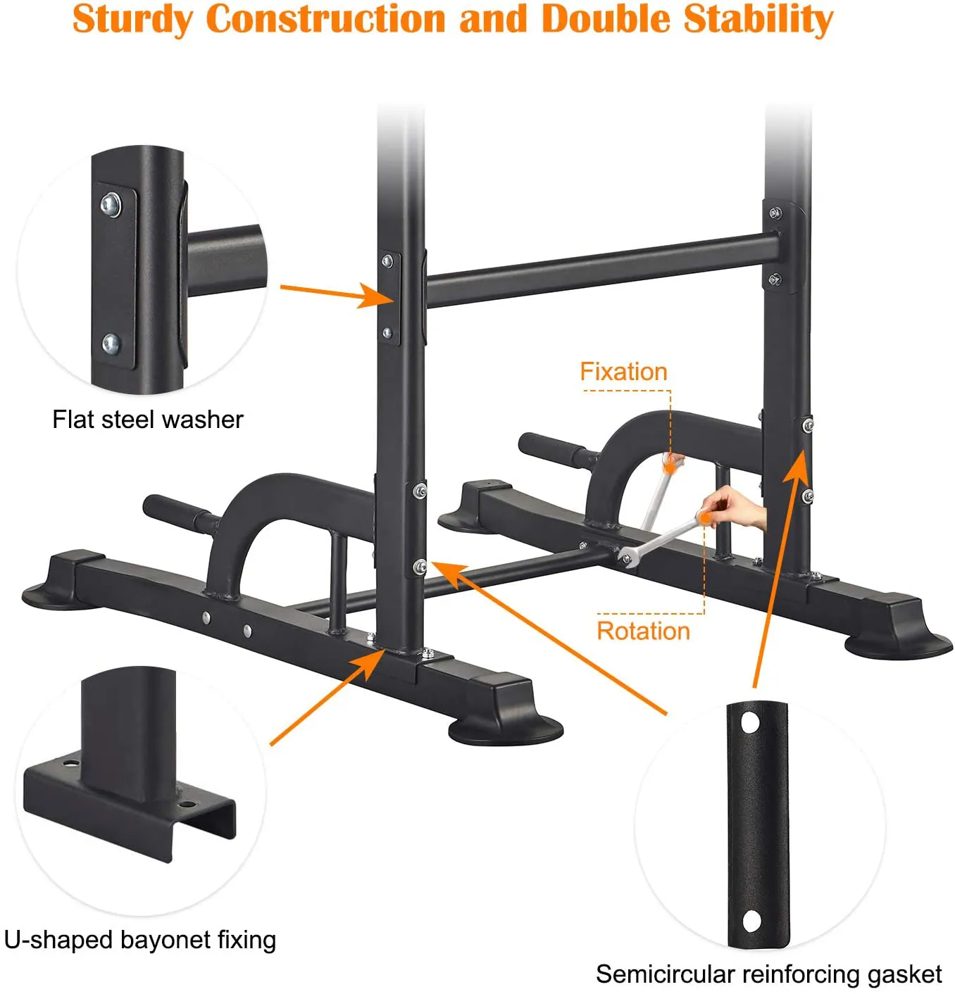 RELIFE REBUILD YOUR LIFE Power Tower Pull Up Dip Station for Home Gym Adjustable Height Strength Training Workout Equipment