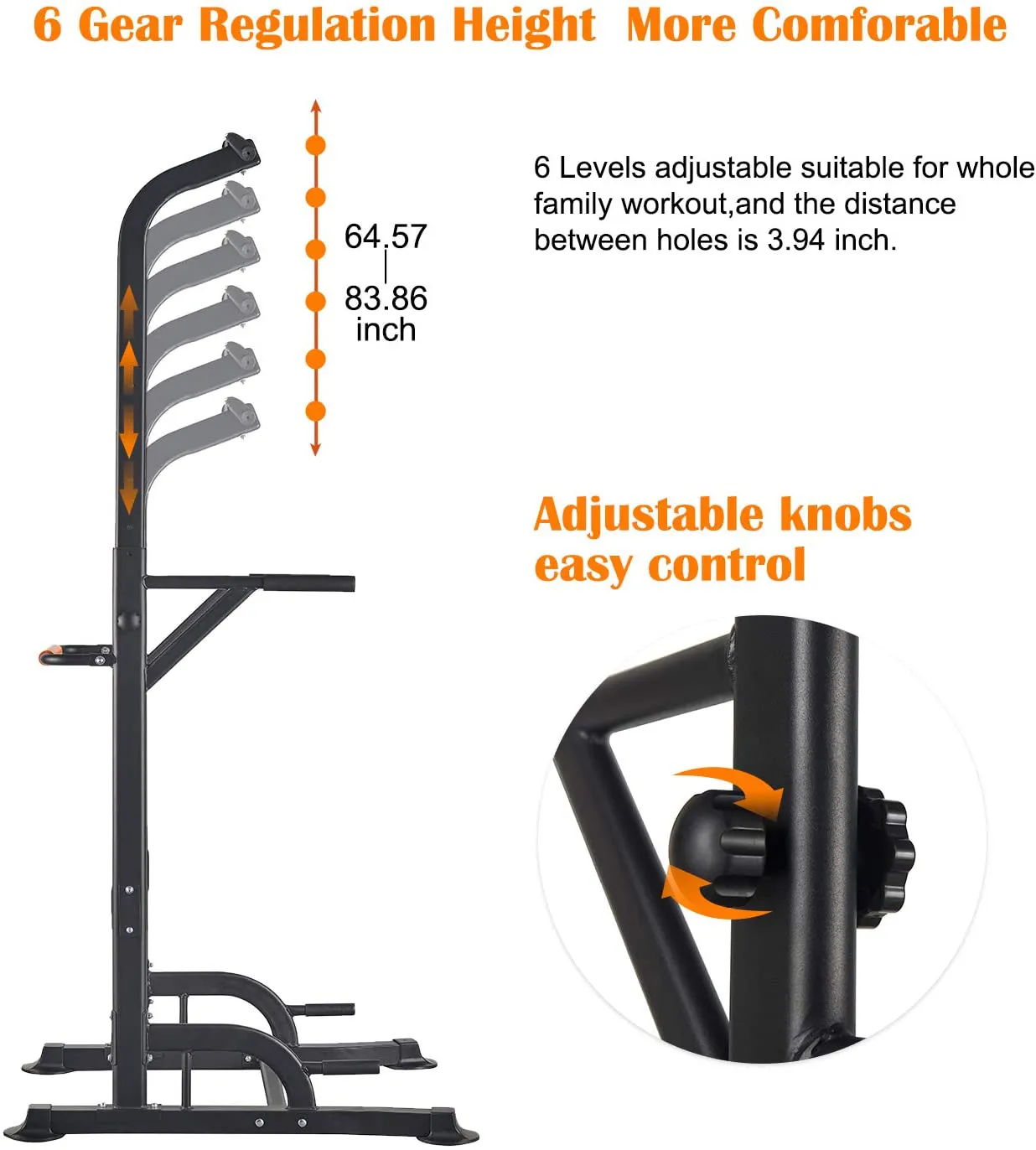 RELIFE REBUILD YOUR LIFE Power Tower Pull Up Dip Station for Home Gym Adjustable Height Strength Training Workout Equipment