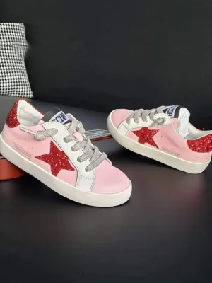 Retro Red Glitter Star Sneakers by Liv and Mia