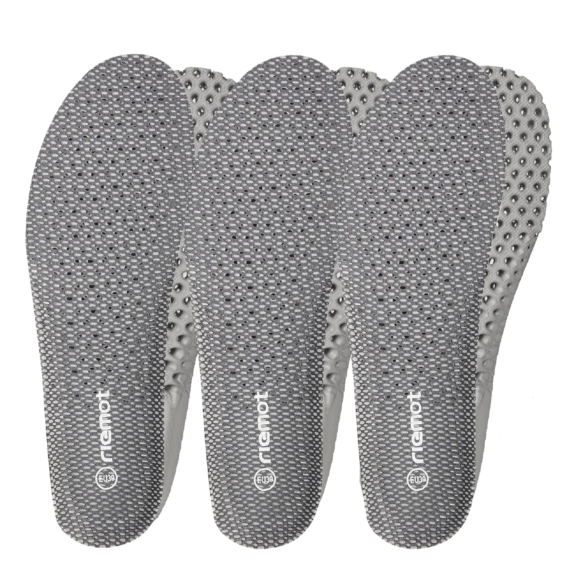 riemot 3 Pairs Shoe Insoles for Men Breathable Honeycomb Water Shoes Inserts with Arch Support Cushioning Shock Absorbing Insole Replacement Insoles for Work Shoes Grey EU 43 /US 10