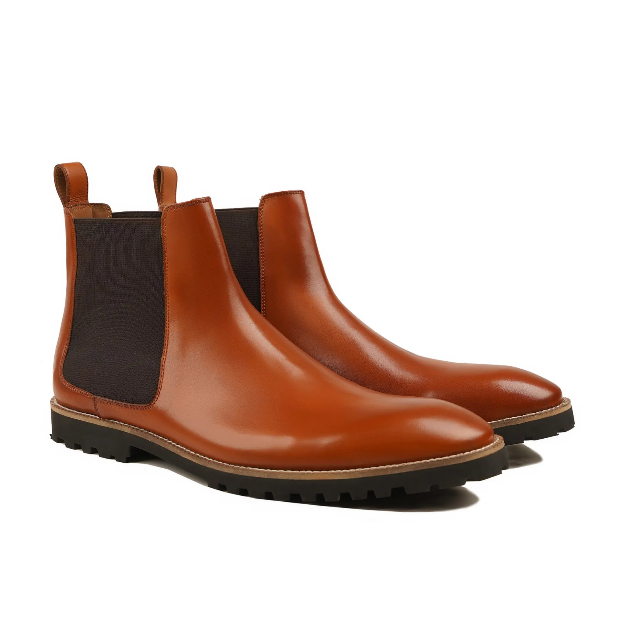 Rokuro - Men's Tan Calf Leather Chelsea Boot