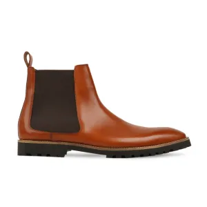 Rokuro - Men's Tan Calf Leather Chelsea Boot