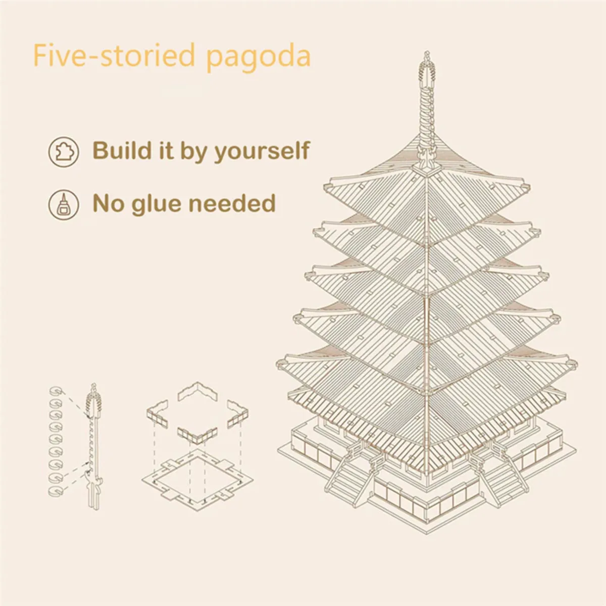 Rolife DIY Five-storied Pagoda 3D Wooden Puzzle TGN02