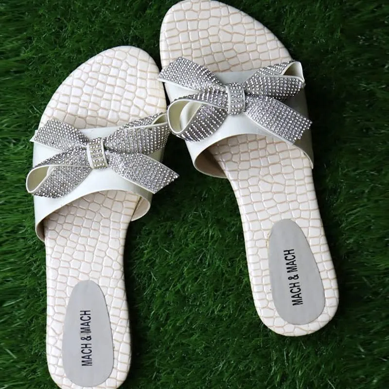 Sandal Rhinestone Bow Slide Slippers