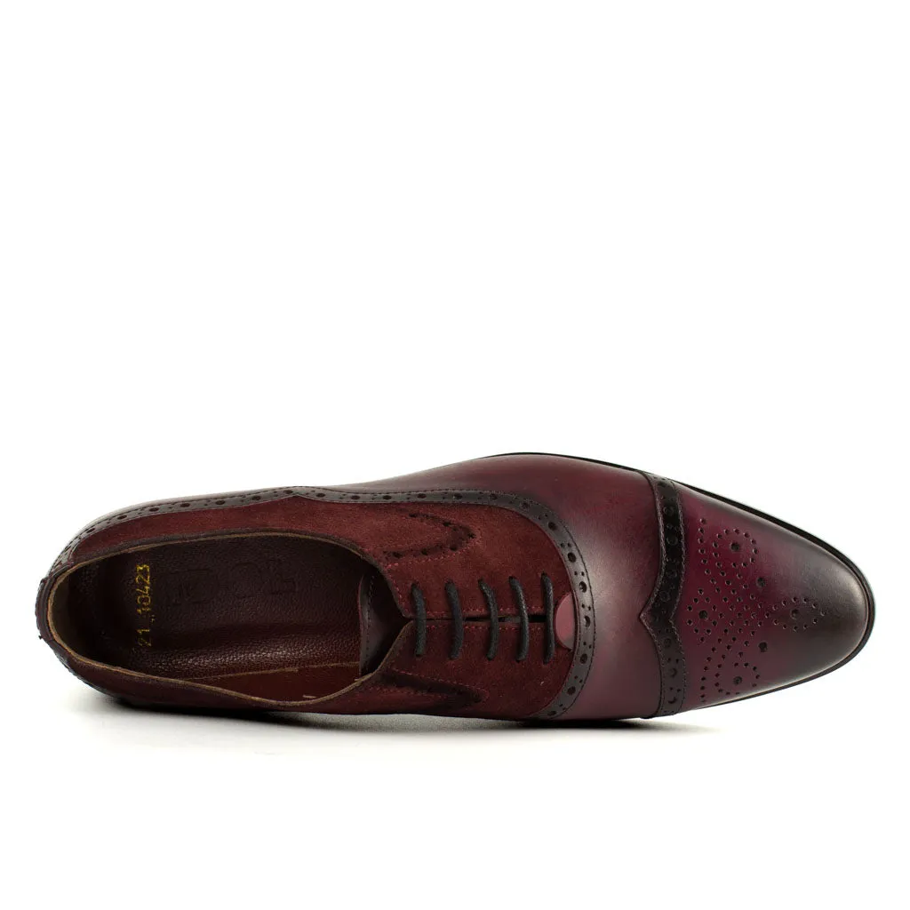 Sanzio Burgundy Men's Suede/Leather Dress Shoes