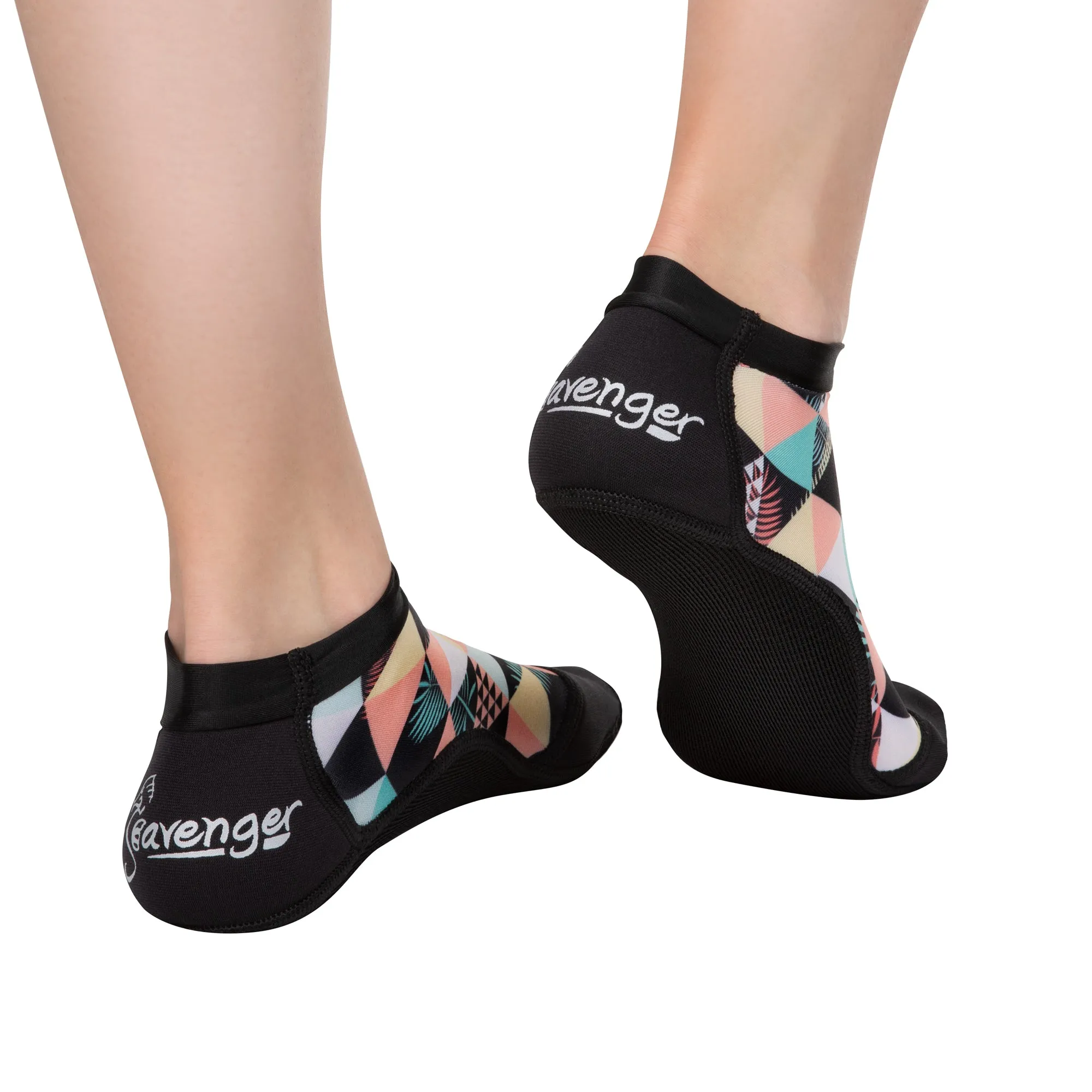 SeaSnug Ankle Beach Socks - Geometric Palm