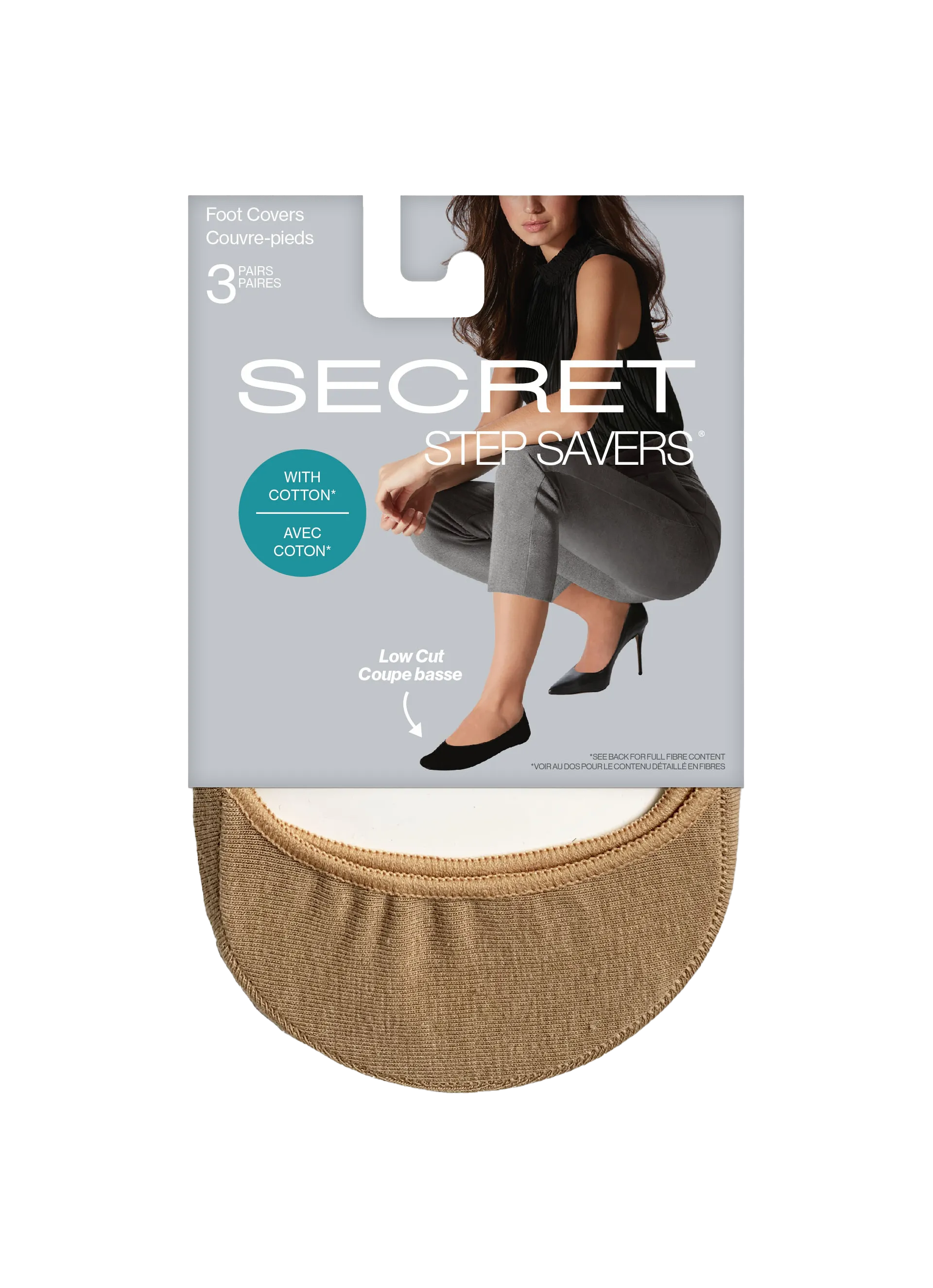 SECRET STEP SAVERS® Low Cut Cotton Footcover - 3 Pairs